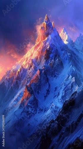 First Light Unveiling Majestic Mountain Range Splendor © wilaiwan