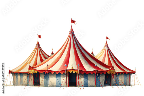 Circus Tent 3D rendering isolated on PNG Background. Generative Ai.