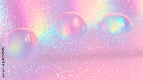bubbles a pretty lightup holograph, in the style of soft and airy compositions, raw texture, white background, subtle color gradations, sunrays shine upon it, textured pigment planes, reflective surfa