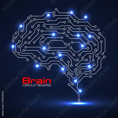 Technological brain. Circuit board. Vector background