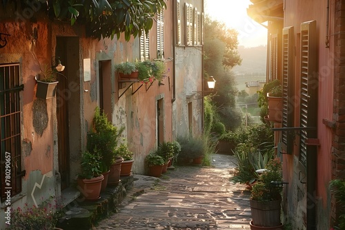 Captivating Tuscan Alleyway A Serene Snapshot of Timeless Italian Village Life