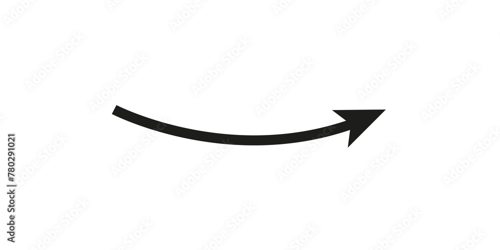 Curve arrow direction icon on transparent background. Arrow pointing to the up right. Curve arrow direction icon on transparent background. Arrow pointing to the up right.