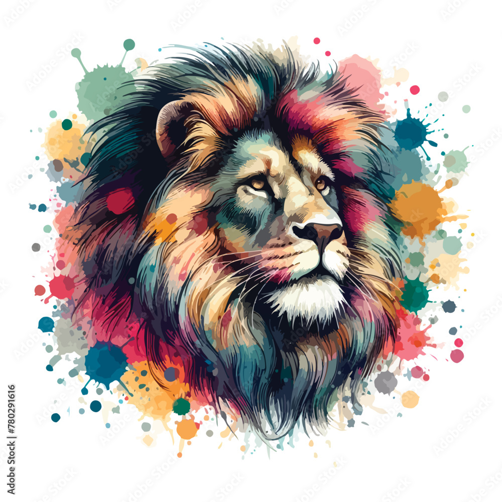 Watercolor Lion Head Illustration For T-shirt Print
