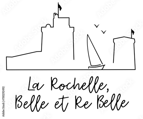 La Rochelle belle et re belle, dessin vectoriel monoligne