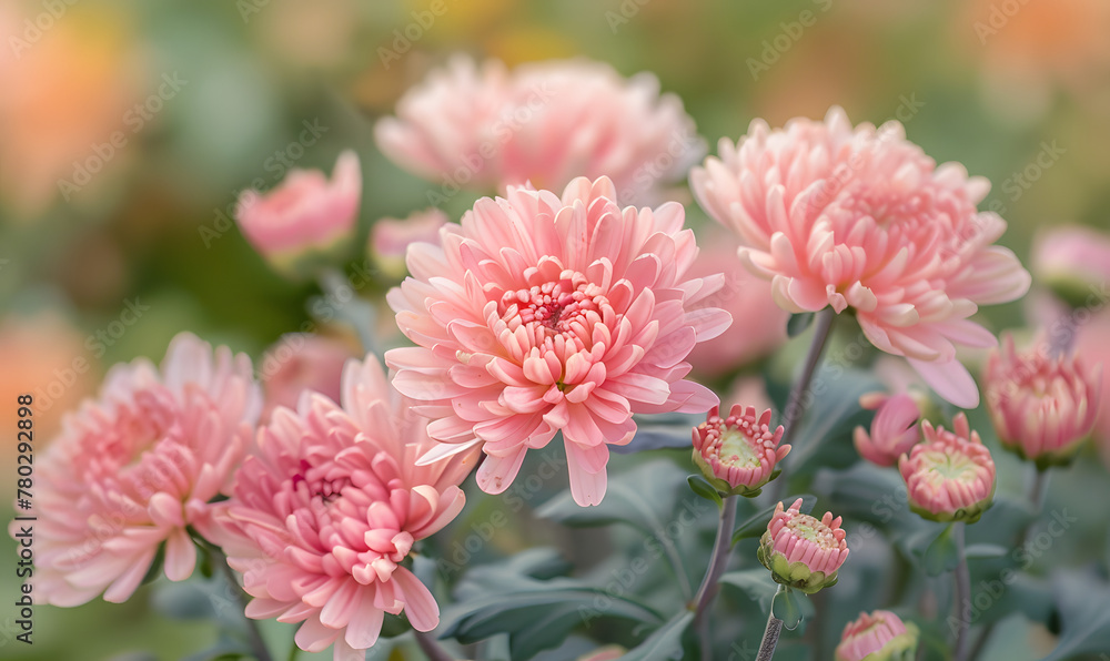 Delicate pink chrysanthemum flowers, Generative AI Delicate pink chrysanthemum flowers, Generative AI