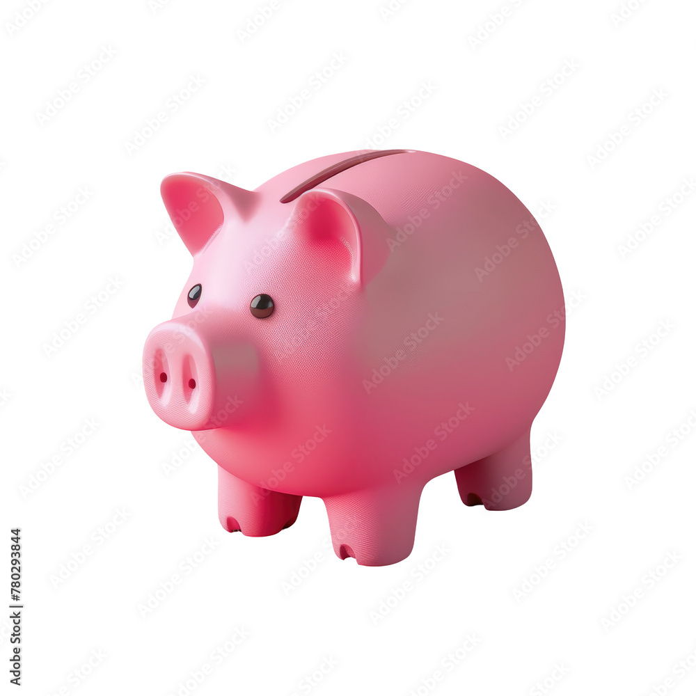 A pink piggy bank on a transparent background