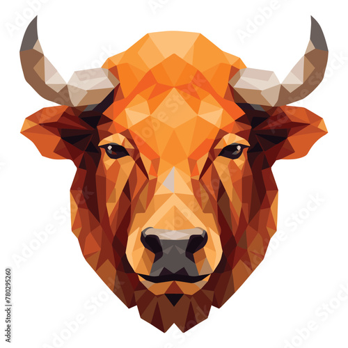 Origami Buffalo head logo vector 