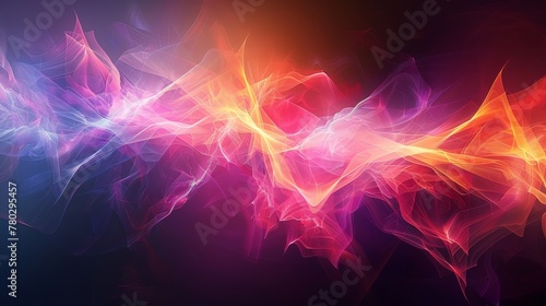A futuristic abstract background featuring a neon laser slicing through a mathematical shape reminiscent of a nebula