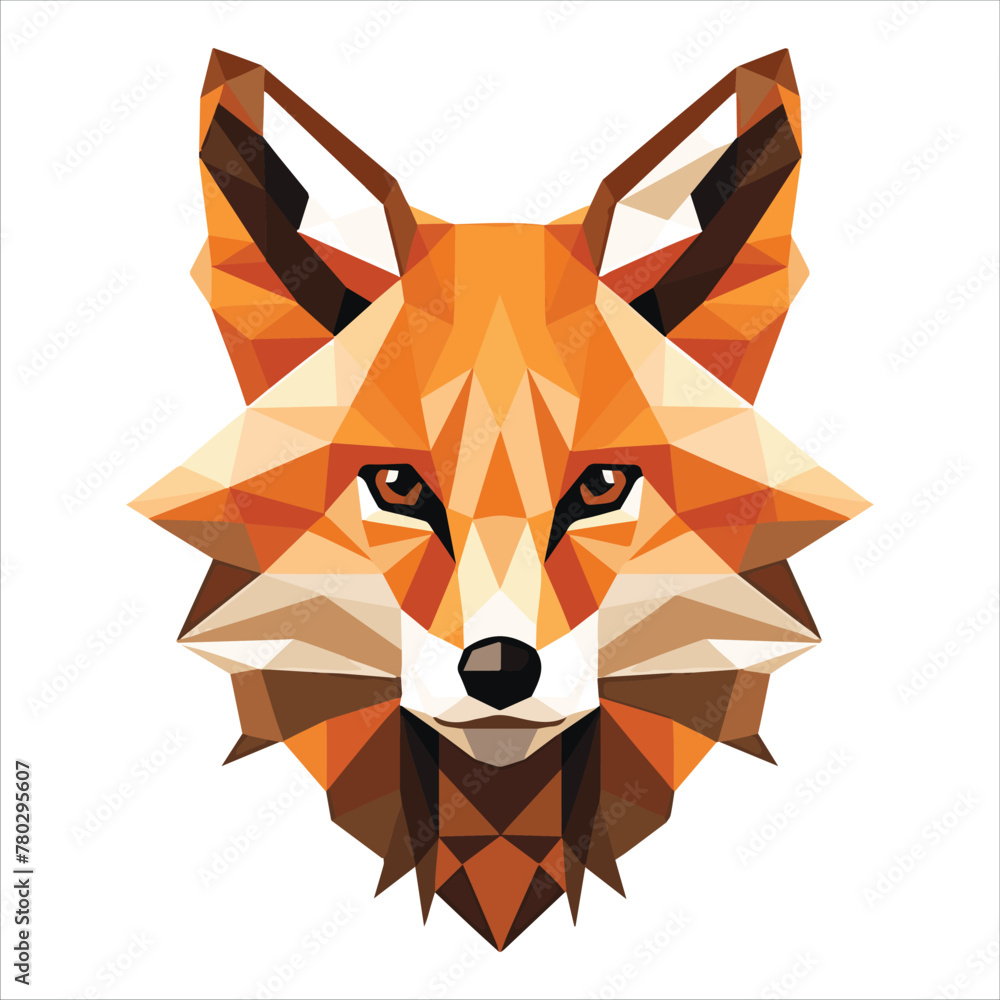 Naklejka premium Origami Fox head logo vector Illustrator 