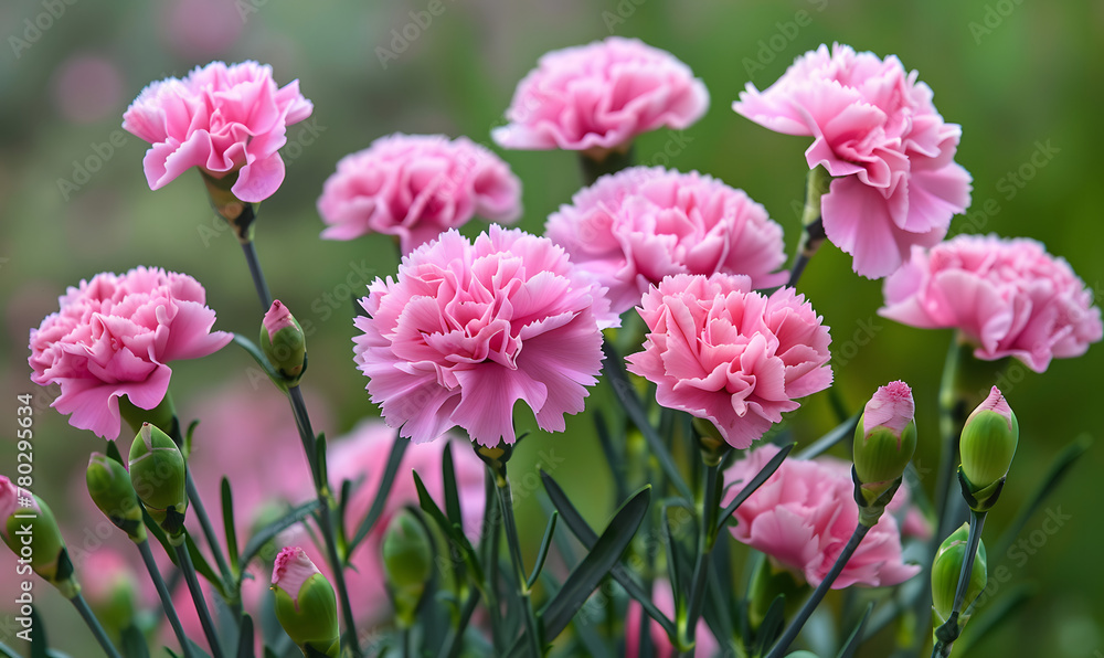 Pink carnation flowers, Generative AI 