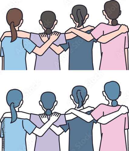 illustration of four nurses shoulder to shoulder