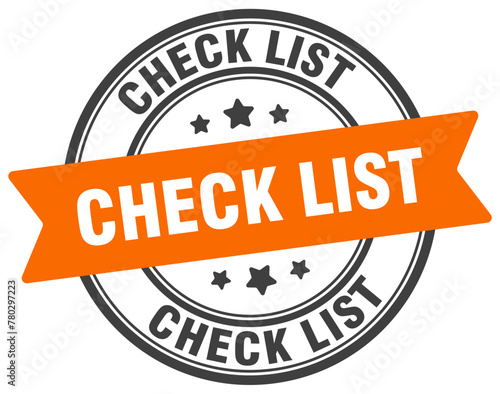 check list stamp. check list label on transparent background. round sign