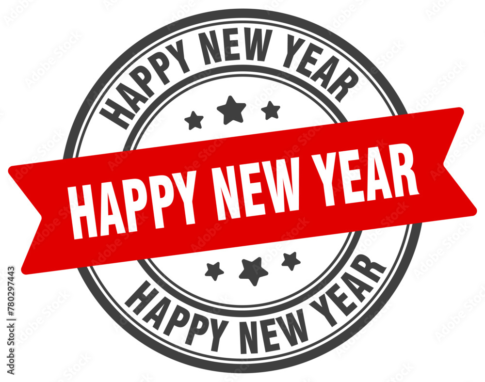happy new year stamp. happy new year label on transparent background. round sign happy new year stamp. happy new year label on transparent background. round sign