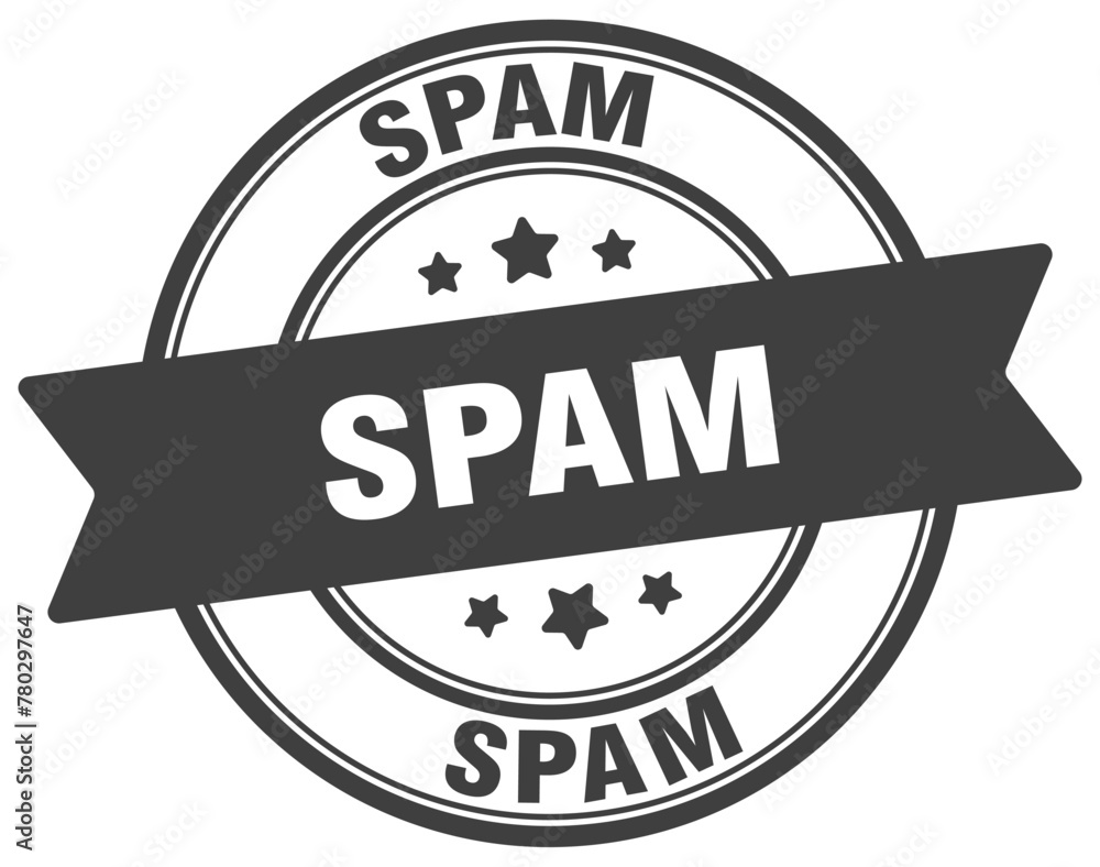 Fototapeta premium spam stamp. spam label on transparent background. round sign