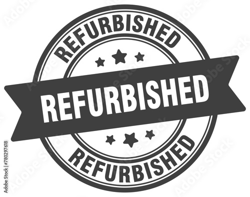 refurbished stamp. refurbished label on transparent background. round sign