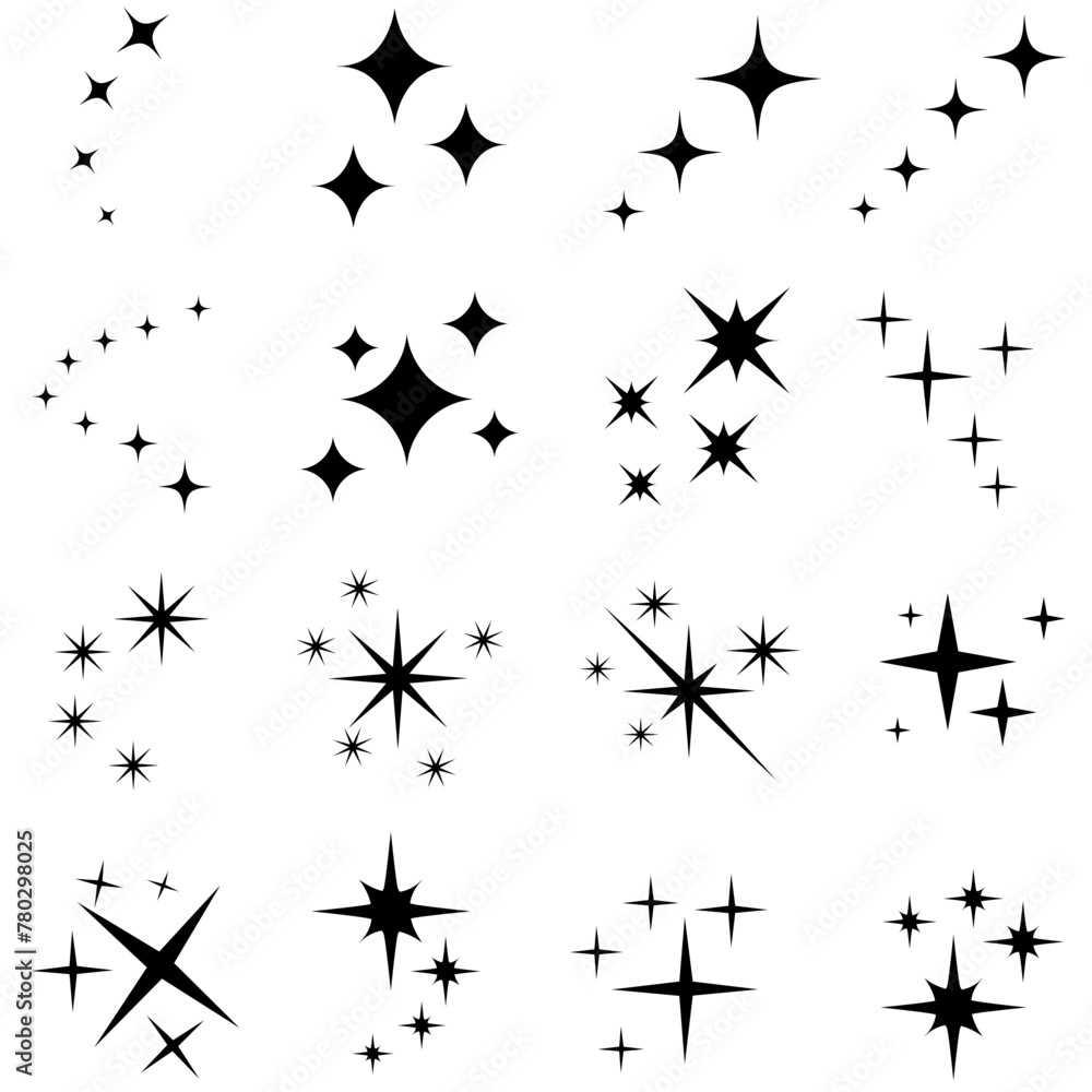 Star icon vector set. Twinkling star illustration sign collection. Sparkles symbol. Shining burst logo. Star icon vector set. Twinkling star illustration sign collection. Sparkles symbol. Shining burst logo.