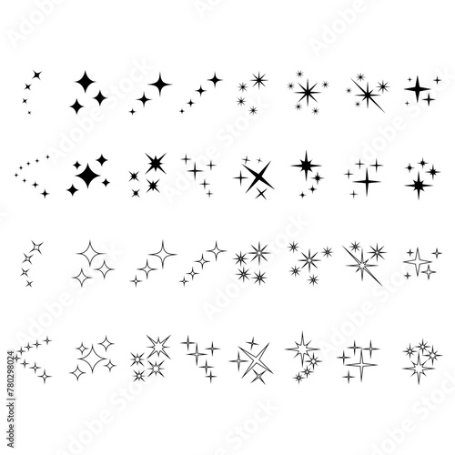 Star icon vector set. Twinkling star illustration sign collection. Sparkles symbol. Shining burst logo.