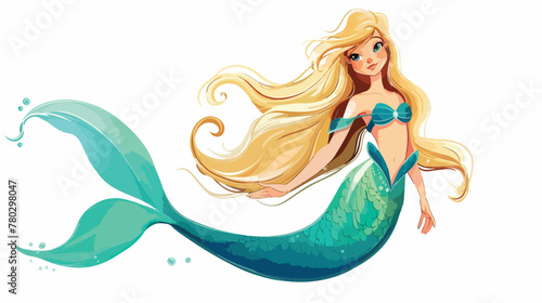 Beautiful mermaid with blond hairs
