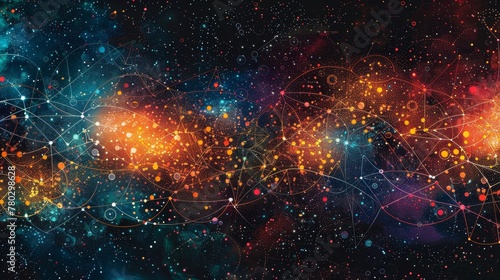 An abstract digital banner composed of interconnected dots and lines