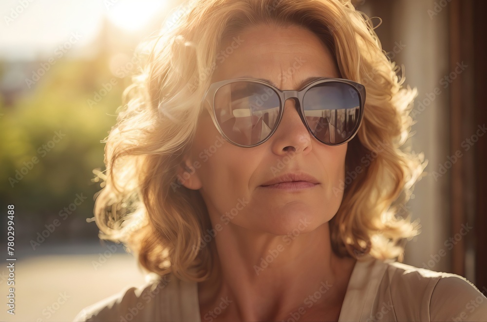 Middle aged woman in sunglasses Middle aged woman in sunglasses
