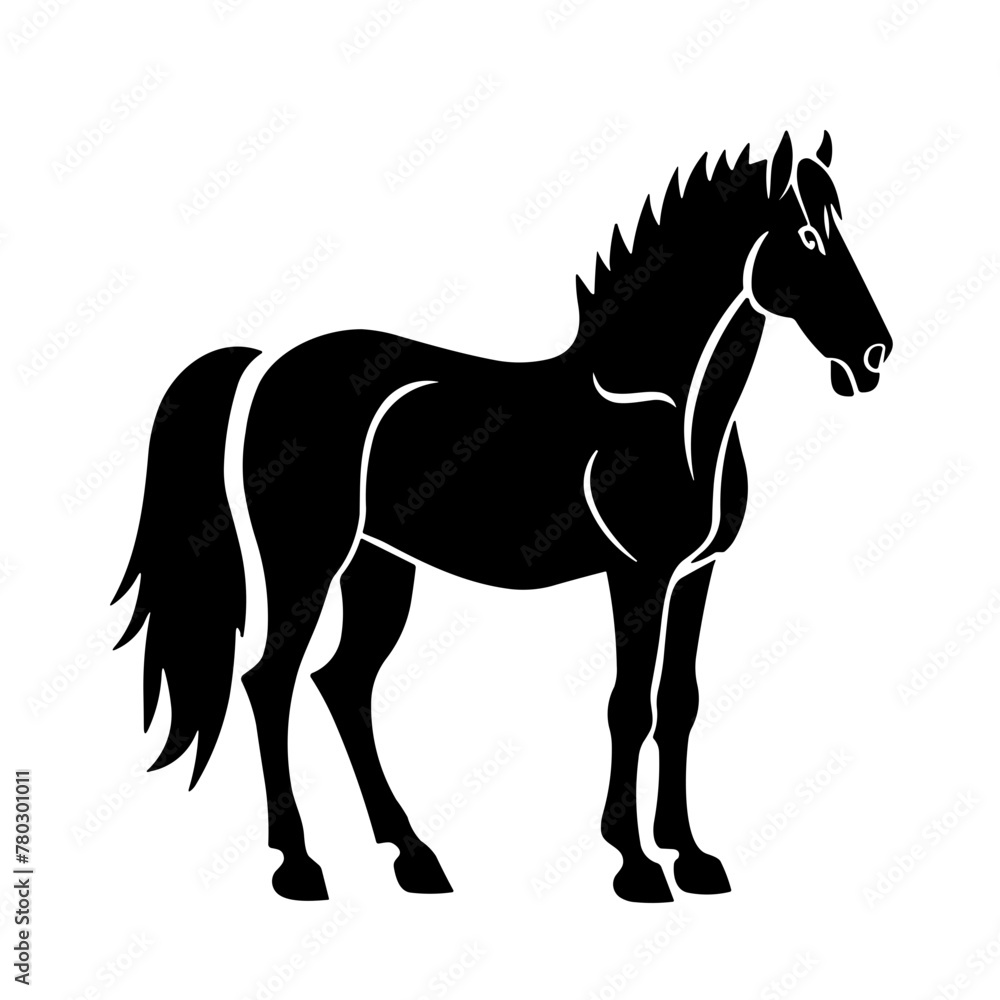 Simple horse isolated black flat icon. Simple horse isolated black flat icon.