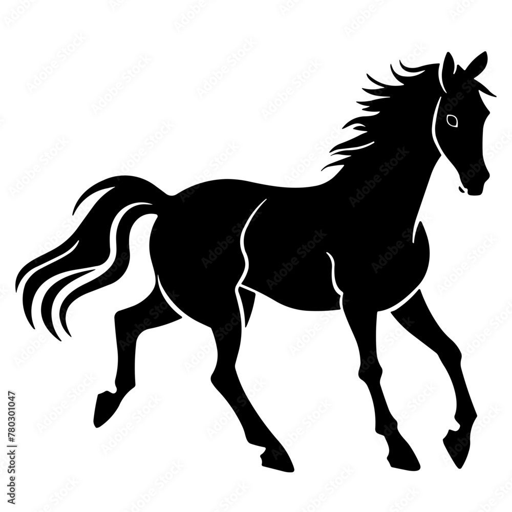 Simple horse isolated black flat icon.