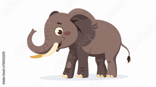 Cartoon Cute happy cartoon elephant isolated on white