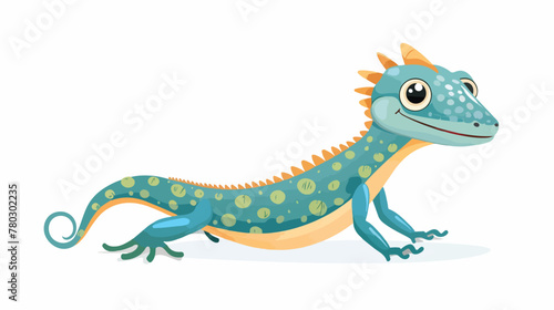 Cartoon cute lizard flat vector © Noman