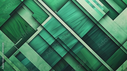 Craft an image of refreshing green geometry with an abstract background adorned by energetic geometric stripes © lara