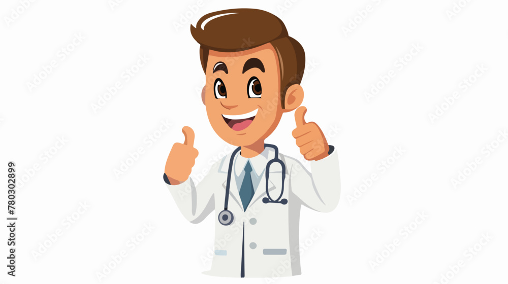 Cartoon doctor smiling and gives thumb up