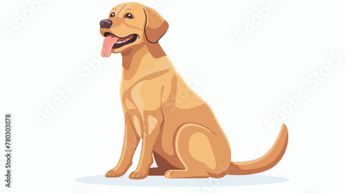 Cartoon dog sitting with tongue out flat vector 