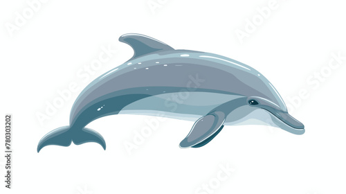 Cartoon dolphin swimming in the ocean flat vector 