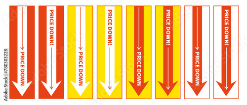 プライスダウンと書かれた矢印のベクターイラスト