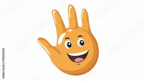Cartoon emoticon waving hand flat vector 