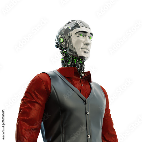 Corporate Sophistication: A Side Profile of a Business Robot in Elegant Attire