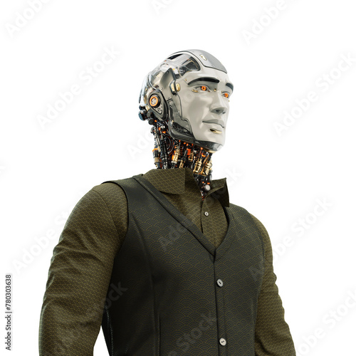 Corporate Sophistication: A Side Profile of a Business Robot in Elegant Attire