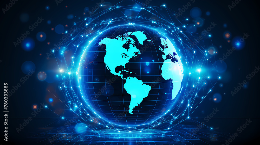 Digitally surrounded earth 3D rendering Digitally surrounded earth 3D rendering