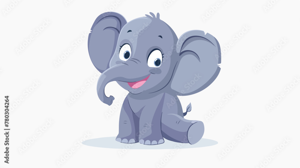 Cartoon funny baby elephant sitting