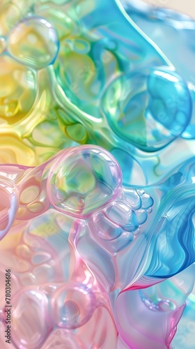 Vivid, vibrant colors dancing in a close-up study of bubble soap, super realistic © Sirisook