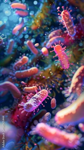 Showcase the intricate and delicate nature of Bifidobacterium under a microscope