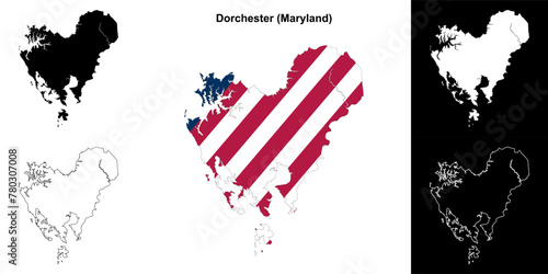 Dorchester County (Maryland) outline map set