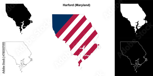Harford County (Maryland) outline map set photo