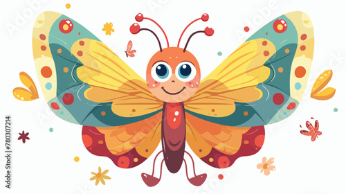 Vector Illustration of Butterfly Character with cute