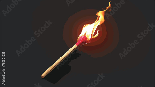 Vector Lighted Match on a Black Background Flat vector