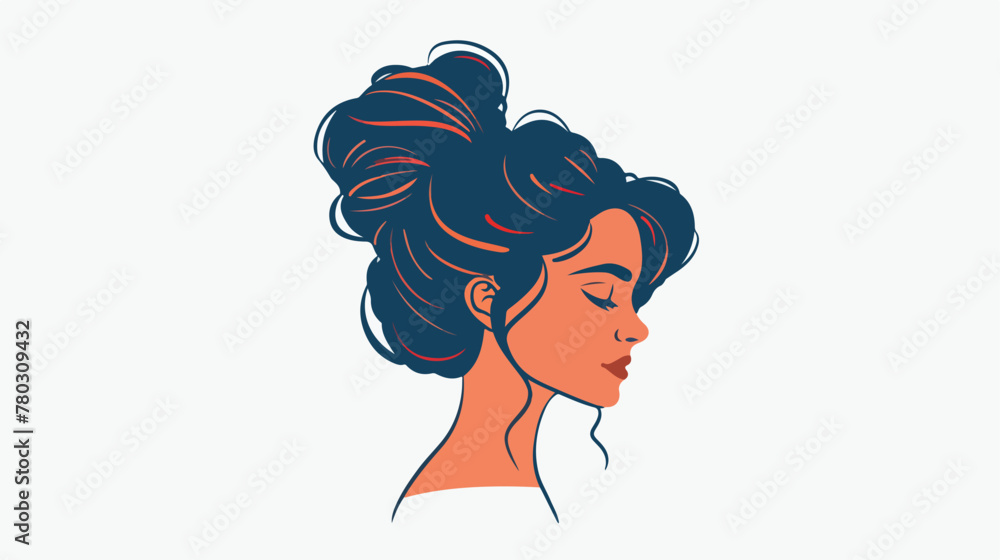 Avatar woman head with hairstyle design flat vector 