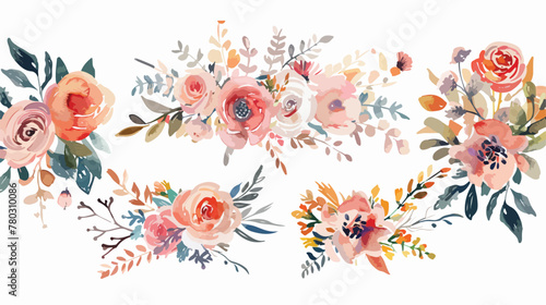 Watercolor bouquets for invitation cards wedding invitation