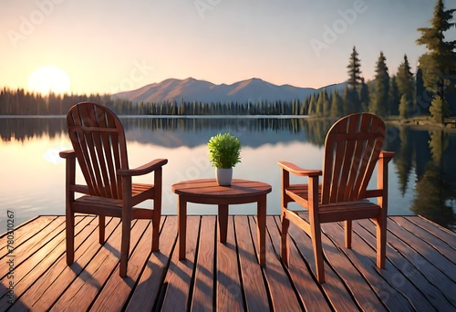 table and chairs at sunset