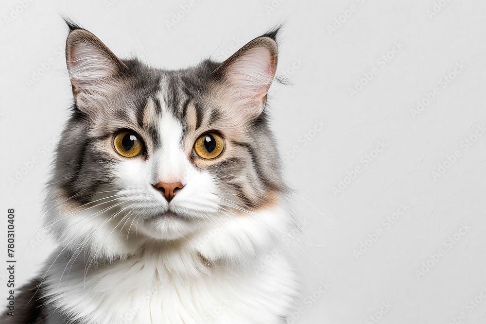 Portrait of american bobtail cat. Animal breed. Portrait of american bobtail cat. Animal breed.