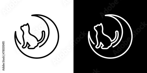 猫と三日月のラインアイコン