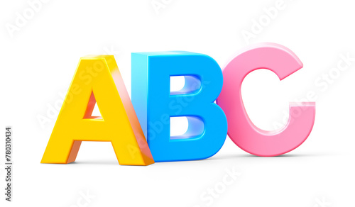 ABC 3d font alphabet letter symbol isolated on white background with abc typography text sign of set type character illustration design object for education basic word colorful puzzle english concept.
